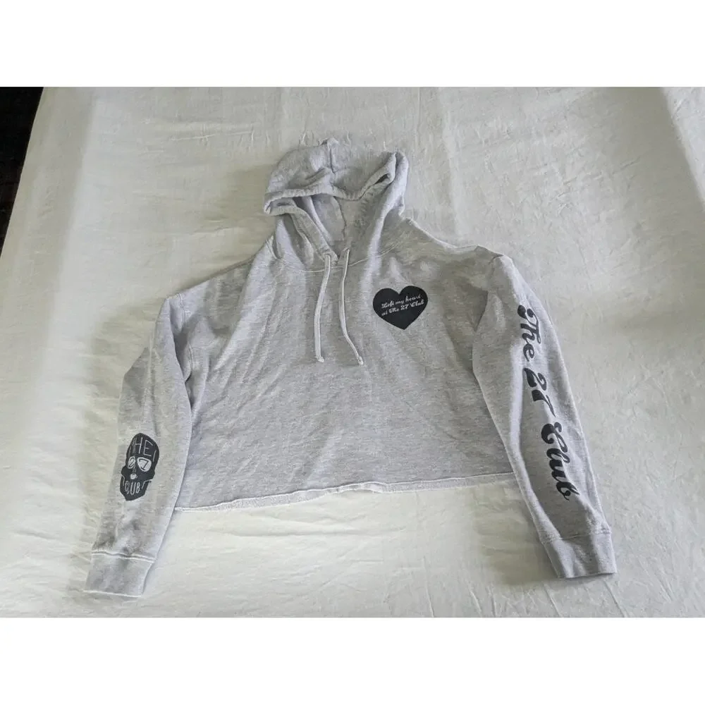Machine Gun Kelly MGK Hoodie Size L 27 Club Coffee Official Merch Cropped Grey